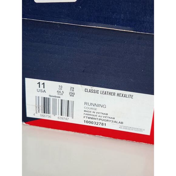 NIB Reebok CL Leather Hexalite White Grey Alabaster Men Road Running Shoes Sz 11